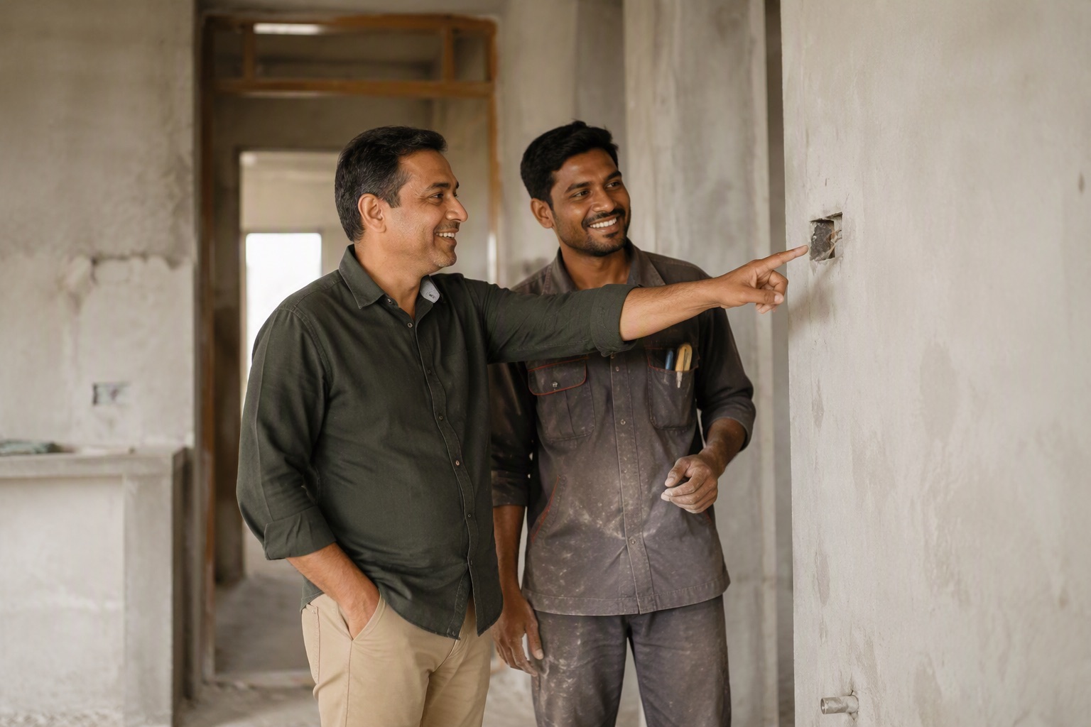 A homeowner and electrician choosing switch positions and ranges