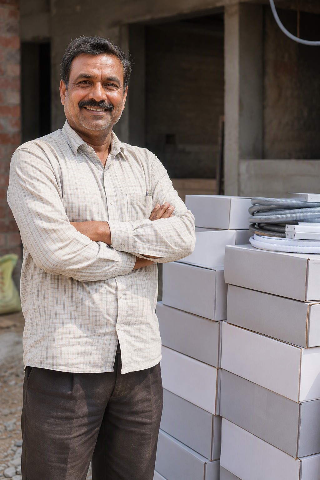 Builder with a bulk order of electrical material at a site in Bangalore